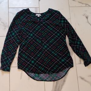 Ladies Plaid Shirt - Green and Blue